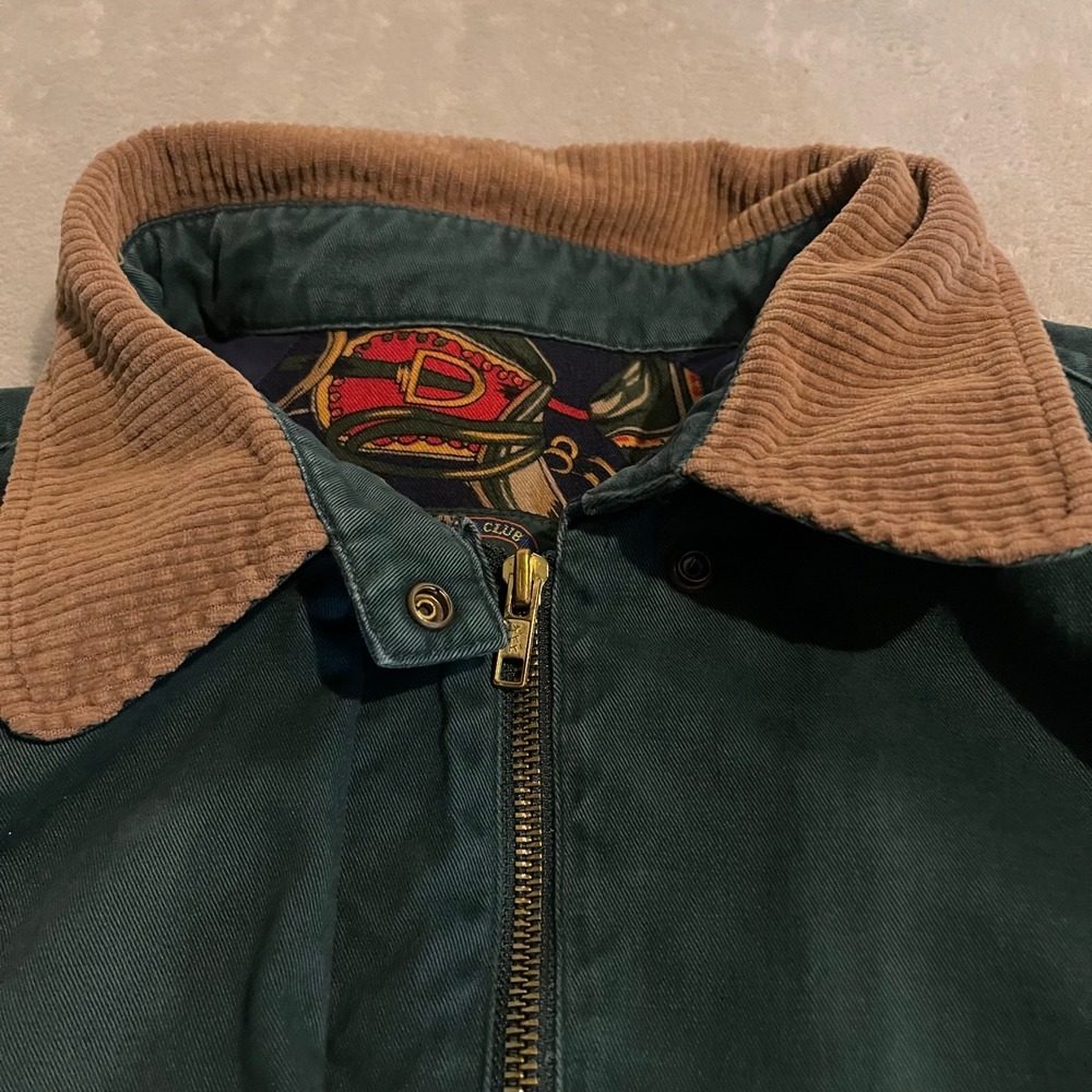 Vintage Charter Club Jacket Women Large Green Jane Justin Barn Corduroy Collar - Picture 10 of 11